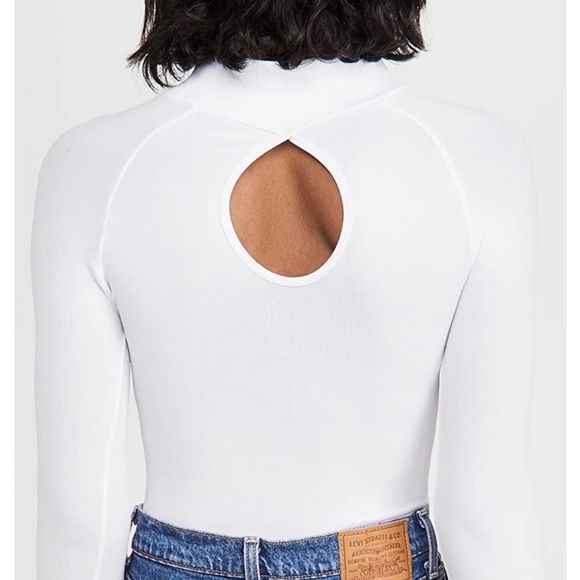 FREE PEOPLE Women's Seamless White Turtleneck Bodysuit with Cheeky Snap Gusset - Picture 7 of 12